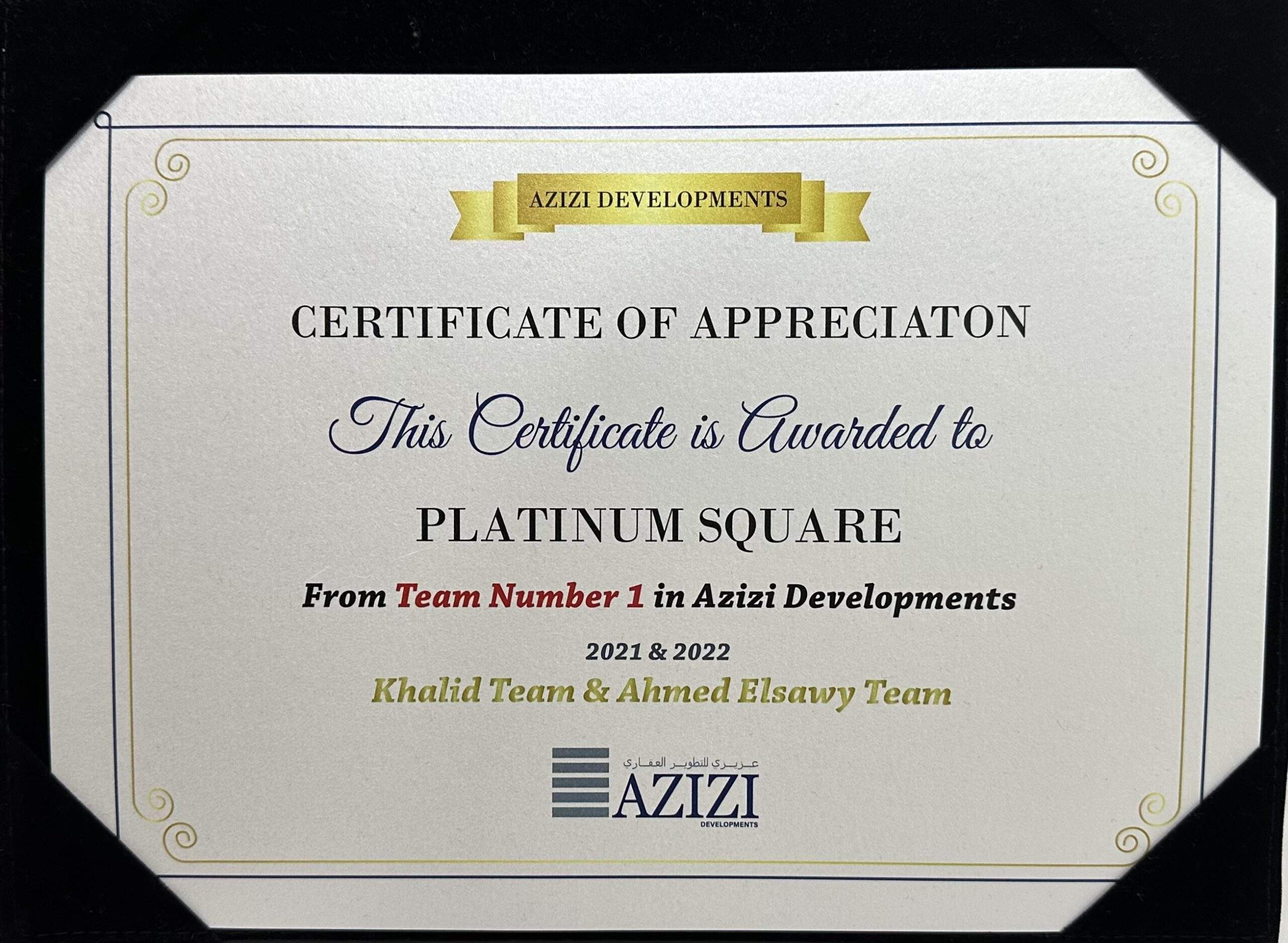 Azizi Developments — Tím č. 1 — 2021 a 2022